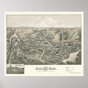 Ashland, MA Panoramic Map - 1878 Poster