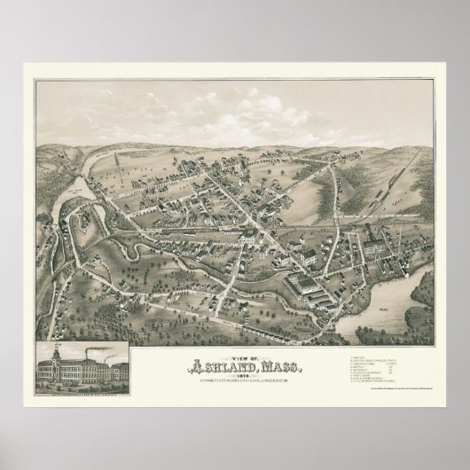 Ashland, MA Panoramic Map - 1878 Poster (Vorne)