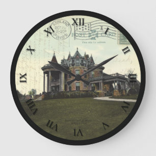 Ashland Ohio Post Card Clock - FE Myers Residence Große Wanduhr