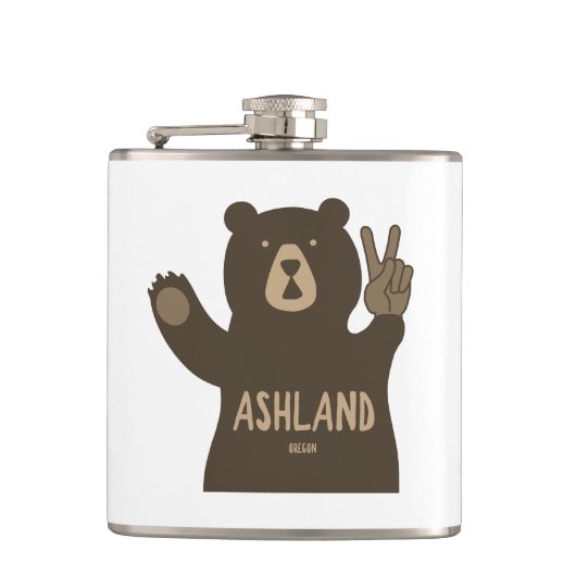 Ashland Oregon Peace Bear Flachmann (Vorderseite)