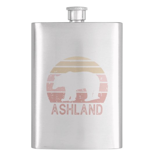 Ashland Oregon Retro Bear Flachmann (Vorderseite)