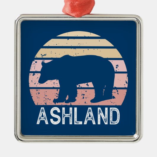 Ashland Oregon Retro Bear Ornament Aus Metall (Vorne)