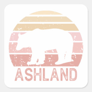 Ashland Oregon Retro Bear Quadratischer Aufkleber