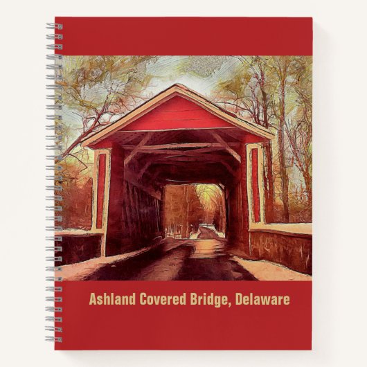 Ashland Red Covered Bridge in Delaware auf Red Not Notizblock (Vorderseite)