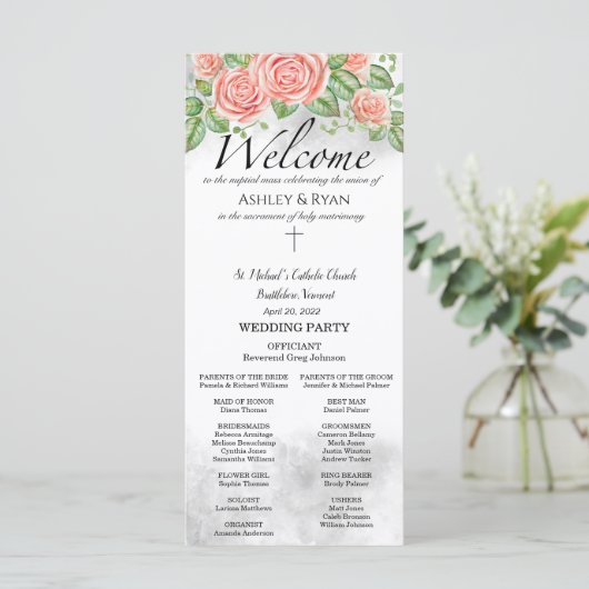 Ashle Katholic Wedding Program with Mass (Stehend Vorderseite)