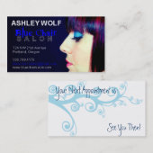 Ashley für blauen Stuhl-Salon Terminkarte (Vorne/Hinten)