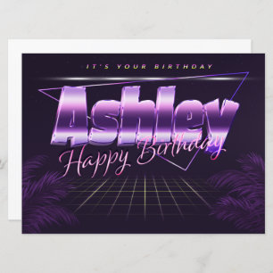 Ashley Name Vorname lila retro Karte Geburtstag