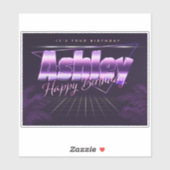 Ashley Name Vorname lila retro Sticker Geburtstag (Blatt)
