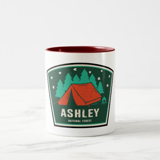 Ashley National Forest Camping Zweifarbige Tasse (Mittel)