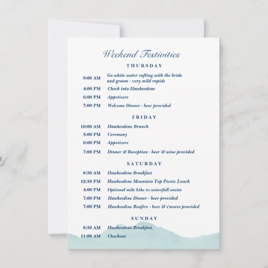 Ashley & Nolan's Wedding Schedule 1 Einladung (Vorderseite)