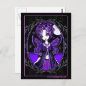 "Ashly" Lila Butterfly Moon Fairy Postcard Postkarte (Vorne/Hinten)