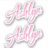 Ashlyn Decorative Name in Pink x2 Aufkleber (Vorderseite)