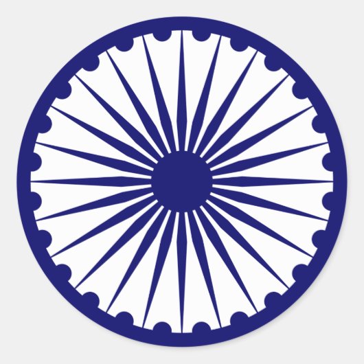 Ashokas Dharma Chakra Runder Aufkleber (Vorderseite)