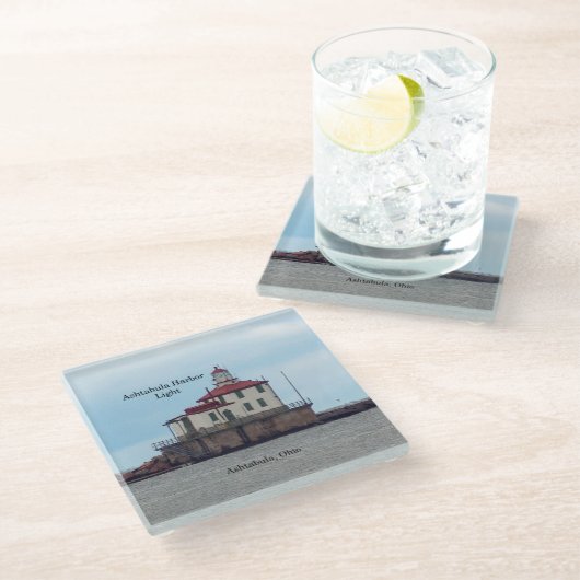 Ashtabula Harbour Light glass Untersetzer (Schrägansicht)