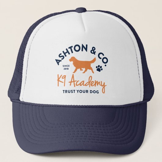 Ashton & Co. K9 Academy 2c Dark Logo Truckerkappe (Vorderseite)
