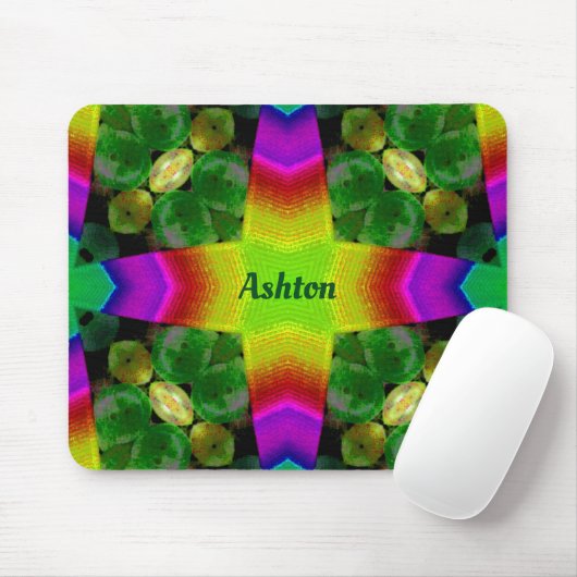 ASHTON ~ Helles Fluor Muster Personalisiert Mousepad (Mit Mouse)