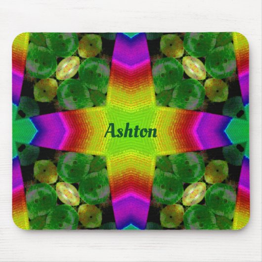 ASHTON ~ Helles Fluor Muster Personalisiert Mousepad (Vorne)