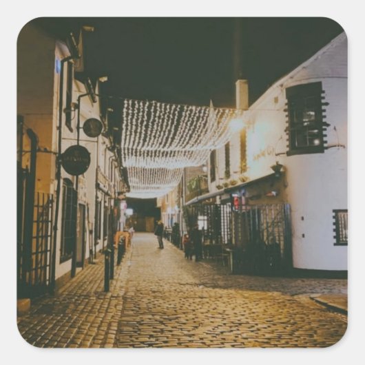 Ashton Lane, Glasgow, Schottland Quadratischer Aufkleber (Vorderseite)