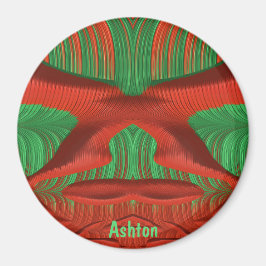 ASHTON ~ Shades of Green, Red Christmas Fraktal ~ Magnet