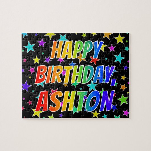 "ASHTON" Vorname, Spaß "GLÜCKLICHER GEBURTSTAG" Puzzle (Horizontal)