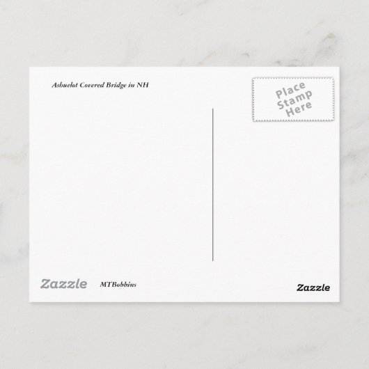 Ashuelot Covered Bridge Postkarte (Rückseite)