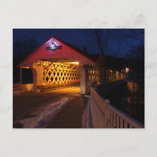 Ashuelot Covered Bridge Winchester NH in Night Postkarte (Vorderseite)