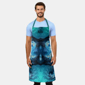 ASIA ~ ABSTRAKTES FRAKTAL Blue Aqua Schürze (Getragen)
