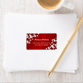Asia Floral White Cherry Blossom Red Adressaufkleber (Insitu)