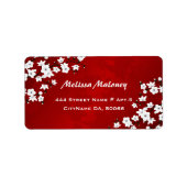 Asia Floral White Cherry Blossom Red Adressaufkleber (Vorne)