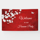 Asia Floral White Cherry Blossom Red Banner (Horizontal)