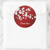 Asia Floral White Cherry Blossom Red Danke Runder Aufkleber (Tasche)