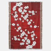 Asia Floral White Cherry Blossom Red Decke (Vorderseite Vertikal)
