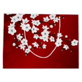 Asia Floral White Cherry Blossom Red Große Geschenktüte (Rückseite)