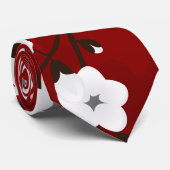 Asia Floral White Cherry Blossom Red Krawatte (Gerollt)