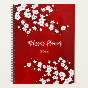 Asia Floral White Cherry Blossom Red Planer