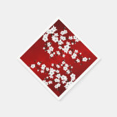 Asia Floral White Cherry Blossom Red Serviette (Ecke)