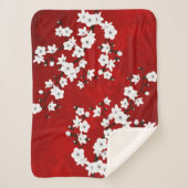Asia Floral White Cherry Blossom Red Sherpadecke (Vorderseite)