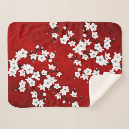 Asia Floral White Cherry Blossom Red Sherpadecke