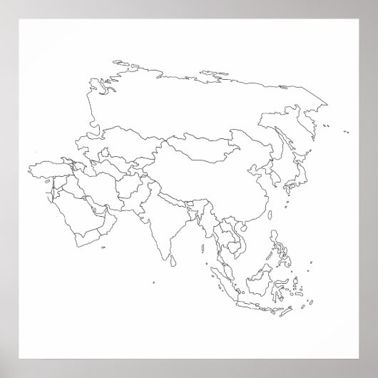 Asia Map Kontur Poster (Vorne)
