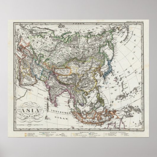 Asia Map von Stieler Poster (Vorne)