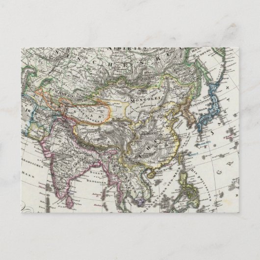Asia Map von Stieler Postkarte (Vorderseite)