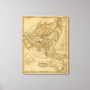 Asia Map von Worcester Leinwanddruck