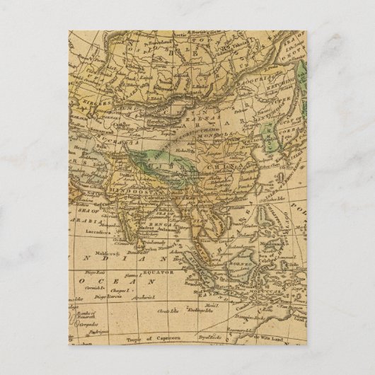 Asia Map von Worcester Postkarte (Vorderseite)