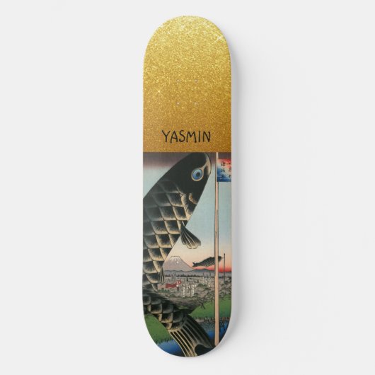 Asian Art Fish Gold Personalisiert Skateboard (Vorderseite)