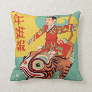 Asian Art Samurai Tiger Reversible Lovely Lady Kissen