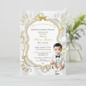 Asian Baby Boy Taufe Kommunionisation Christening Einladung (Stehend Vorderseite)