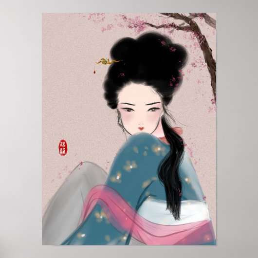 Asian Beauty Illustration Print Poster (Vorne)