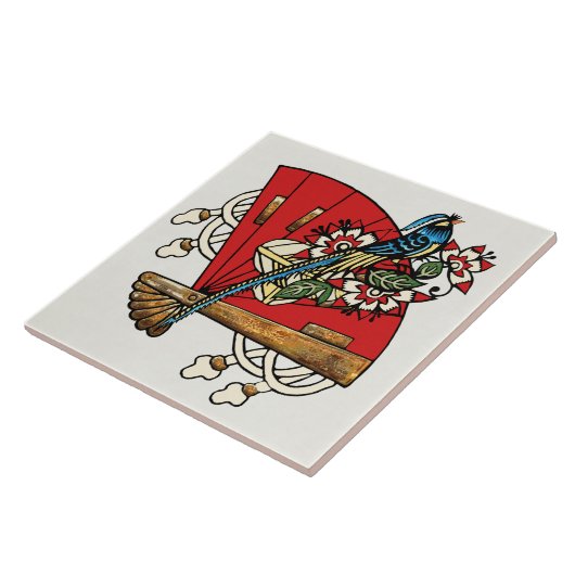 Asian Bird Deko Fliese (Seite)