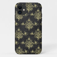 Asian Black and Gold Glitzer Florish iPhone