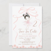 Asian Black Hair Ballerina Two Tu Niedliche Geburt Einladung (Vorderseite)